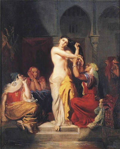テオドール・シャセリオー　《風呂からあがるムーア人の女性》、または《ハーレムの室内》